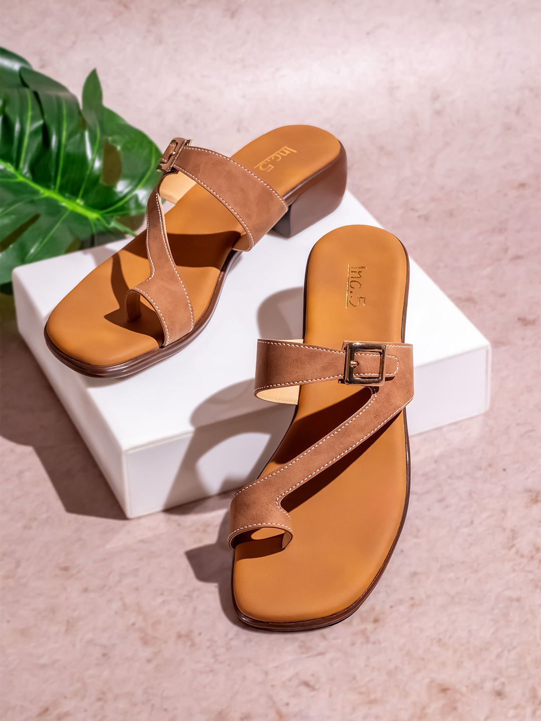 

Inc 5 Women Solid Block Sandals Heel, Tan