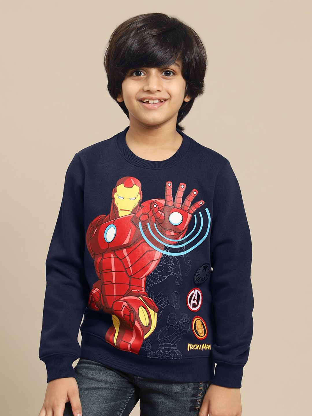 

Kids Ville Boys Graphic Printed Round Neck Cotton Pullover Ribbed Sweatshirt, Blue