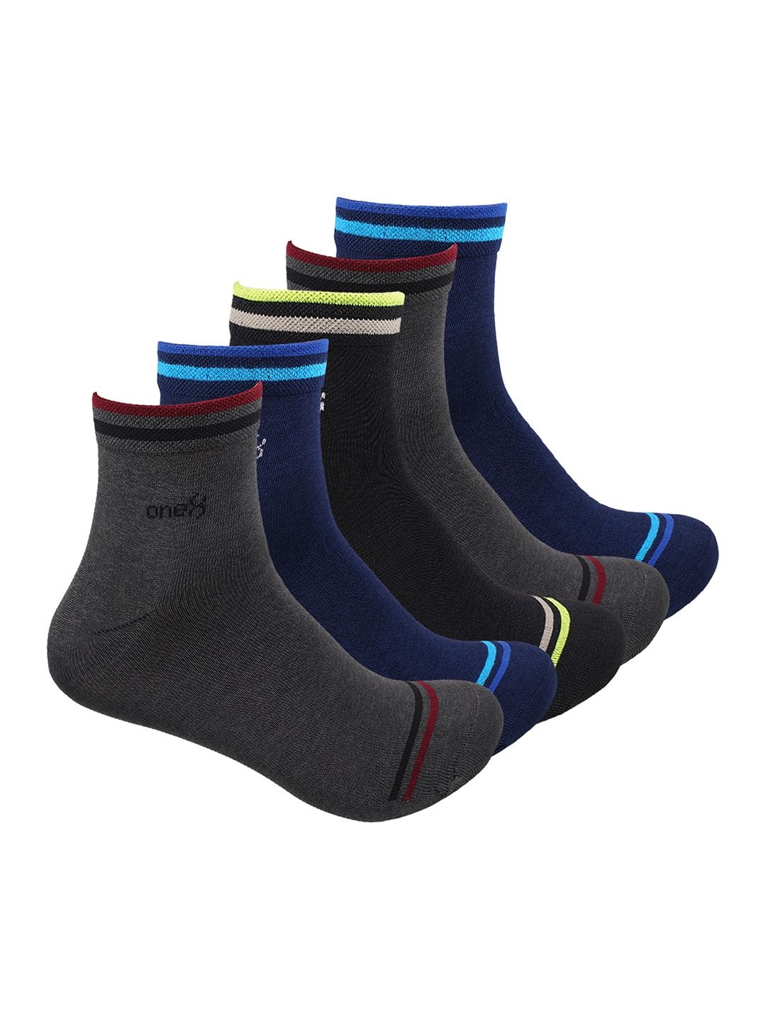 

One8 Men Pack Of 5 Striped Moisture Management Gym Above Ankle-Length Socks, Black