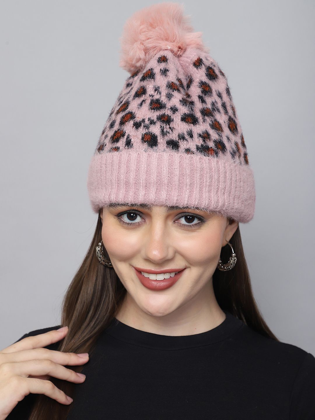 

ELLIS Women Printed Beanie, Pink