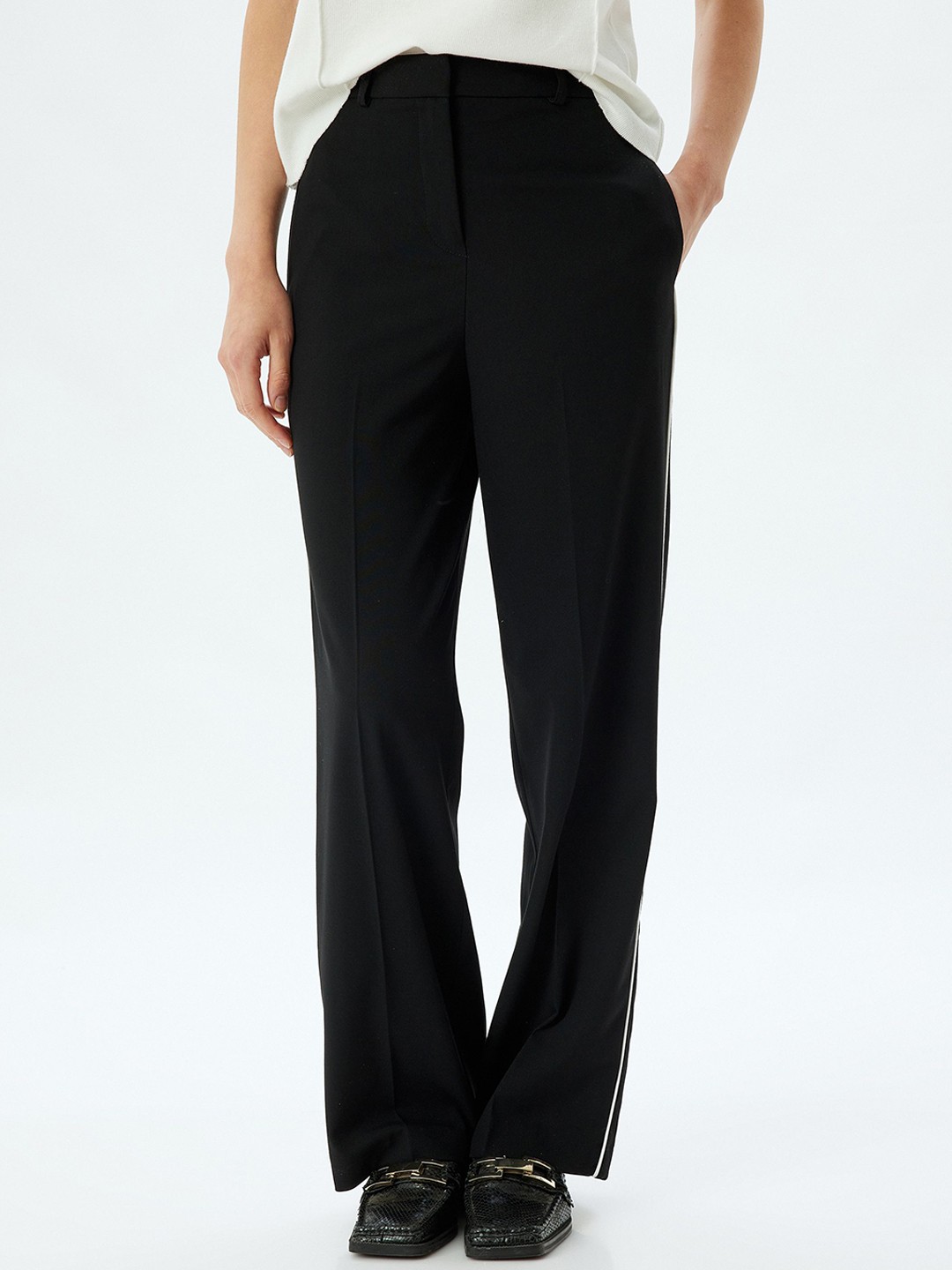 

Koton Women Regular Fit Parallel Trousers, Black