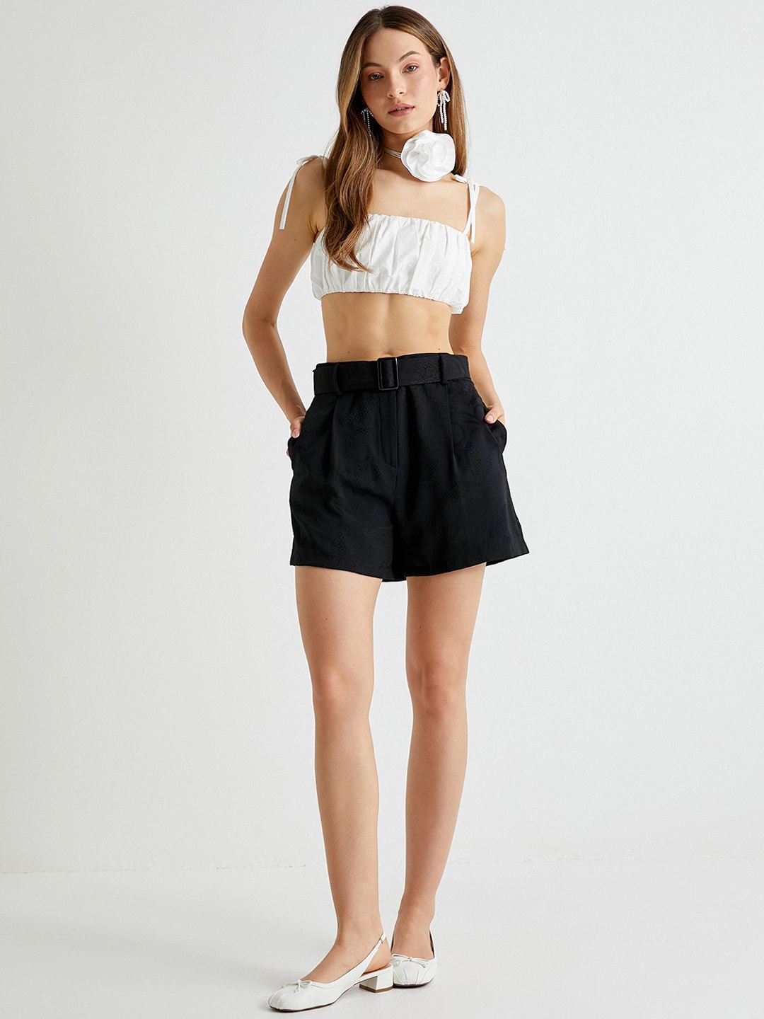 

Koton Women Mid-Rise Shorts, Black