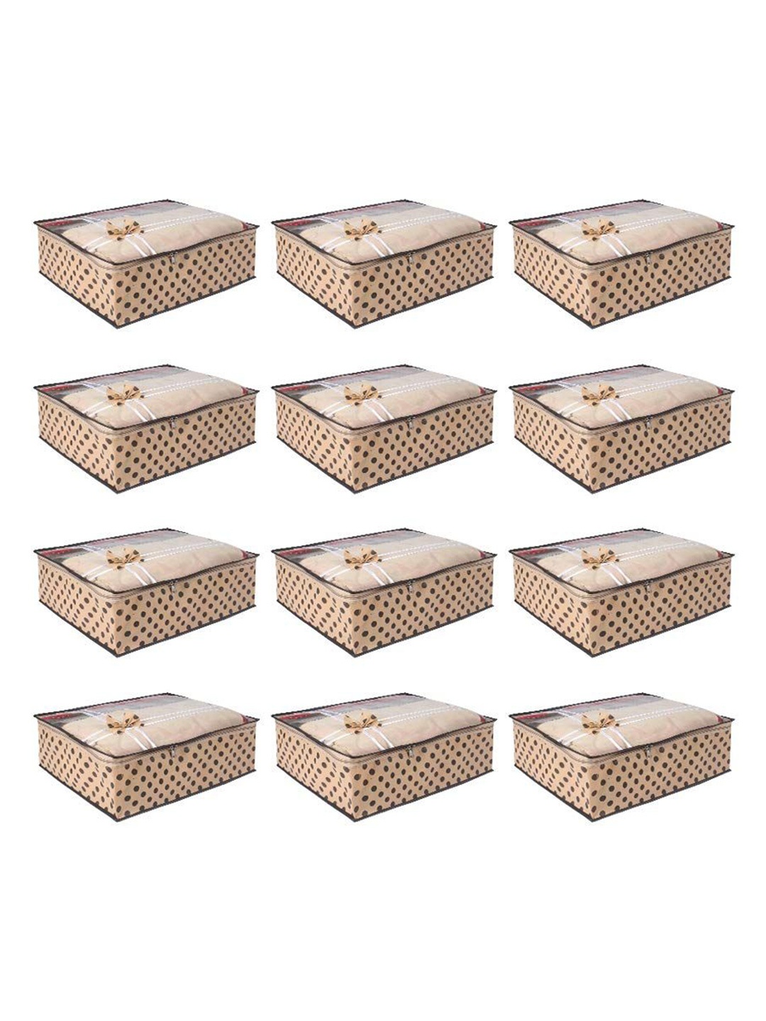 

prettykrafts Cream & Brown 12 Pieces Printed Drawer Organisers