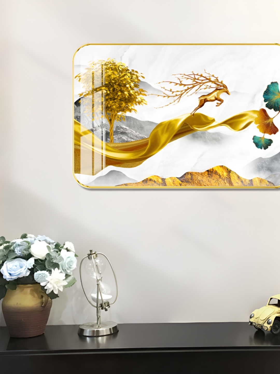 

WALLMAX Gold-Toned 1 Piece Wood Other Wall Paintings
