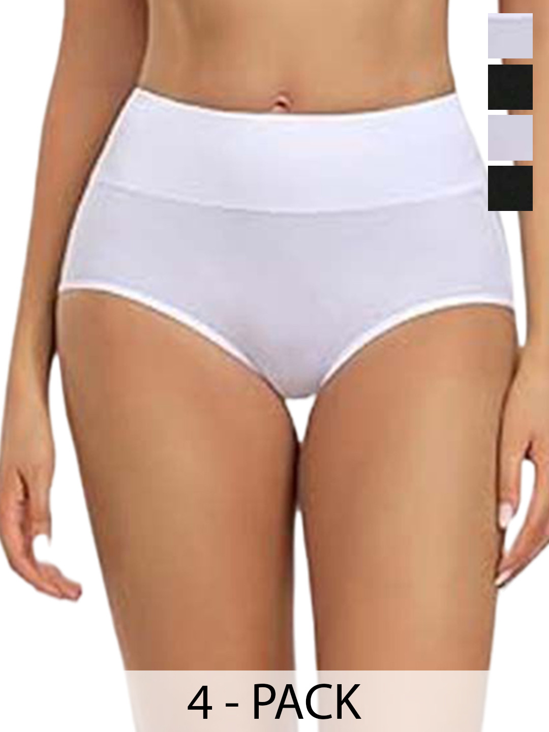 

YOU FOREVER Pack Of 4 Women High-Rise Hipster Briefs, Black