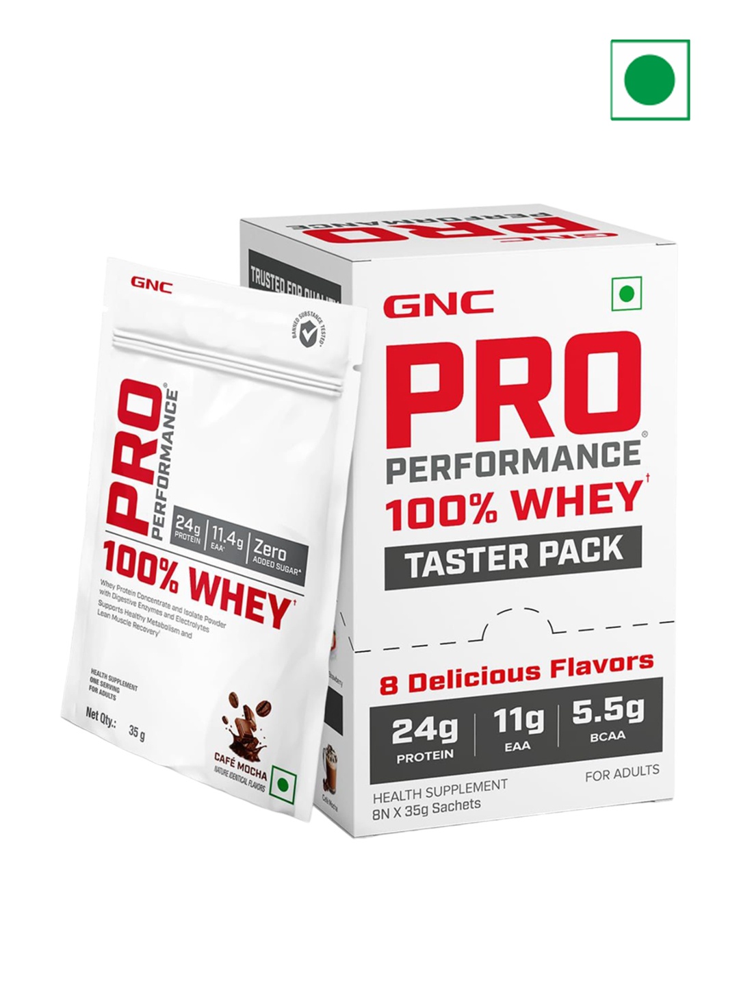 

GNC Set Of 8 Pro Performance 100% Whey Protein - 35 g Each, White
