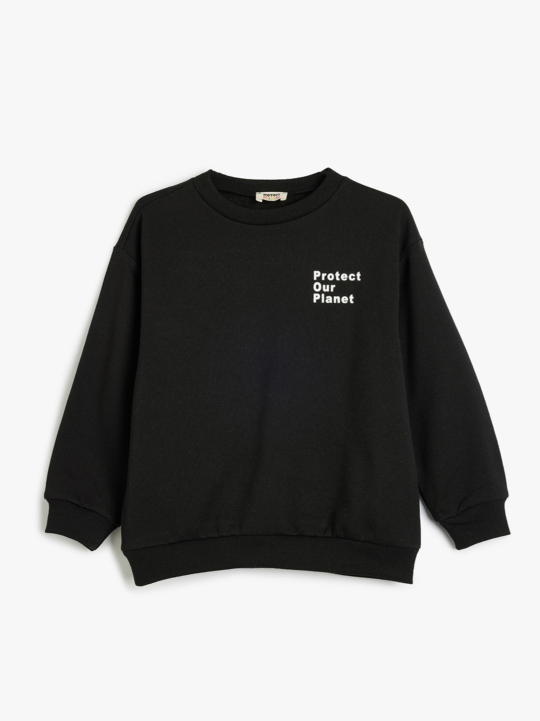 

Koton Boys Typography Printed Round Neck Pullover Sweatshirt, Black