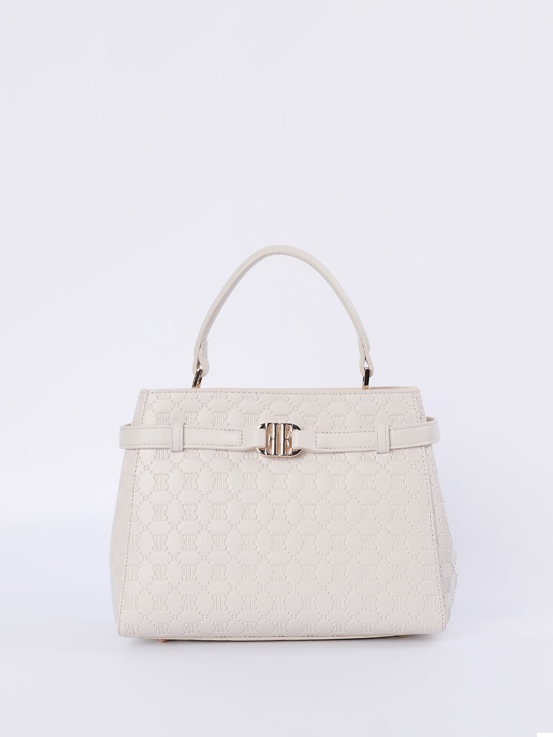 

ELLE PU Structured Handheld Bag with Quilted, Off white