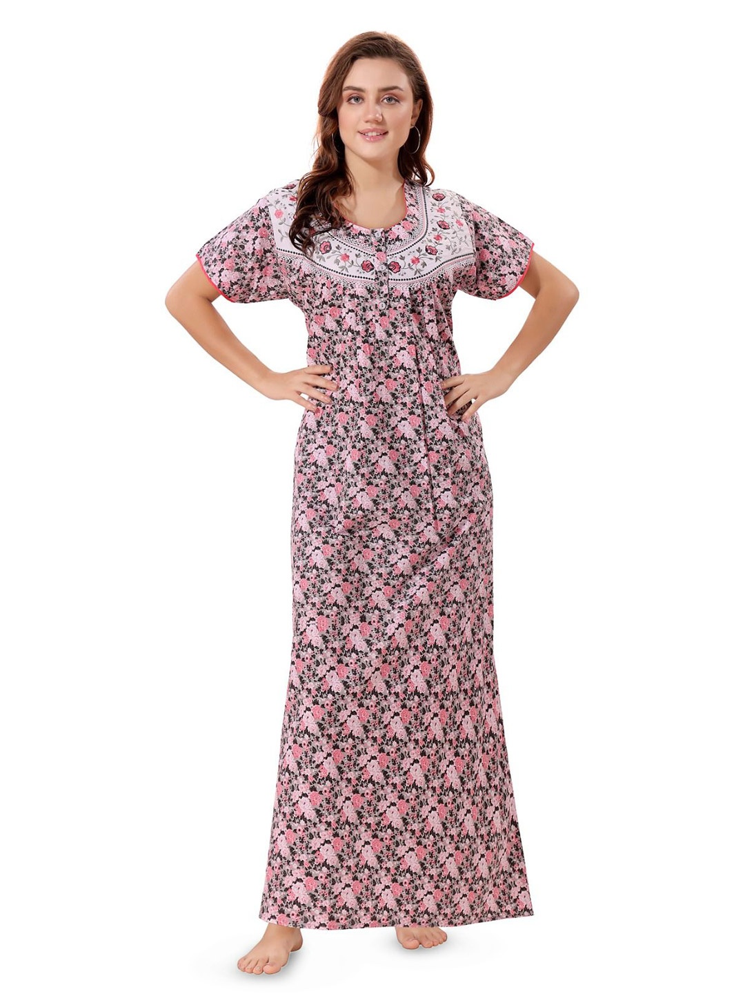 

Soulemo Printed Pure Cotton Maxi Nightdress, Pink