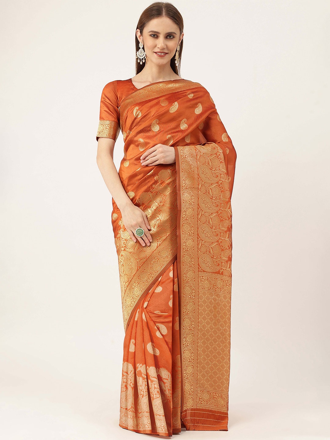 

Maroosh Woven Design Zari Banarasi Saree, Orange