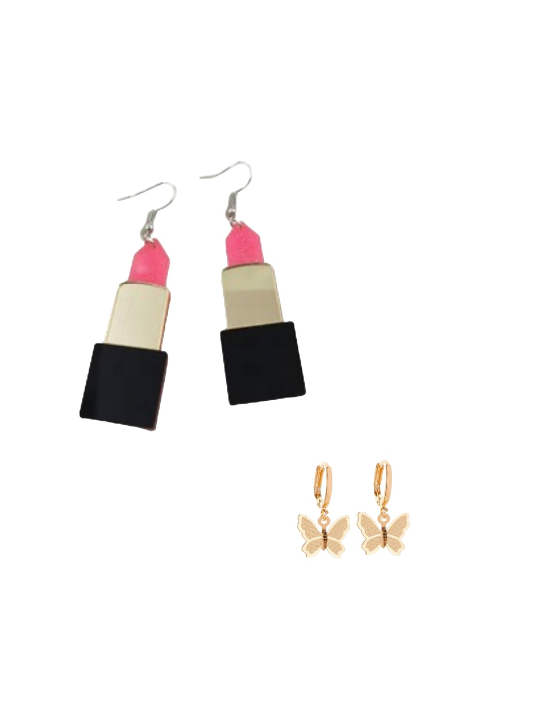 

Pinapes Set Of 2 Contemporary Drop Earrings, Gold
