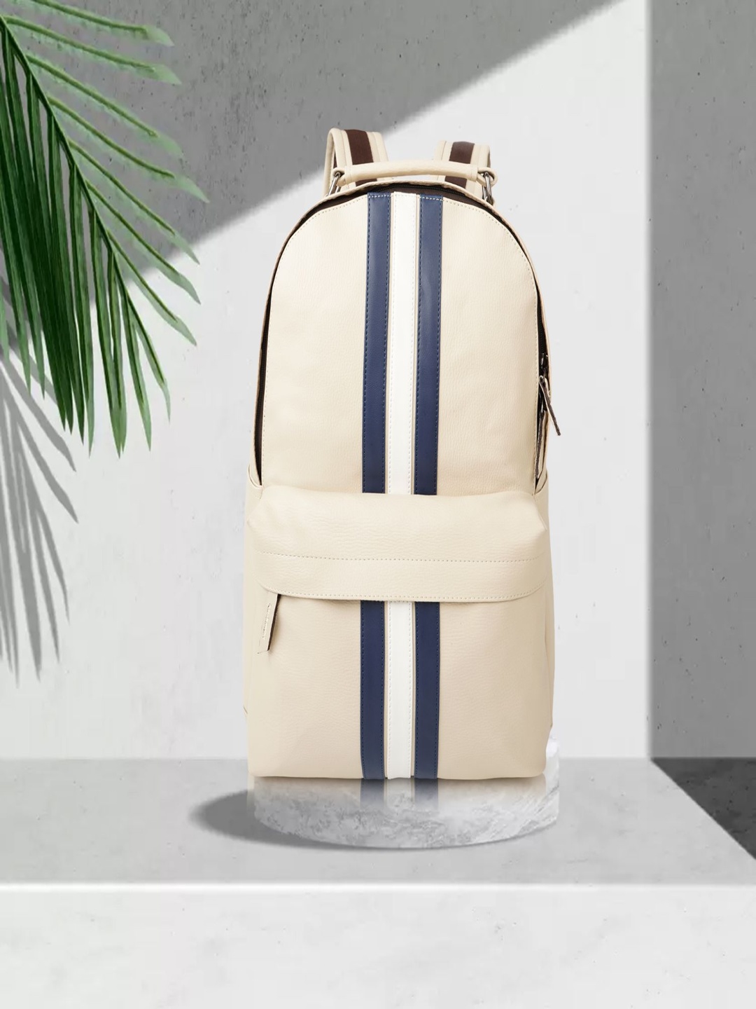 

Veneer Unisex Colourblocked Backpack, Cream