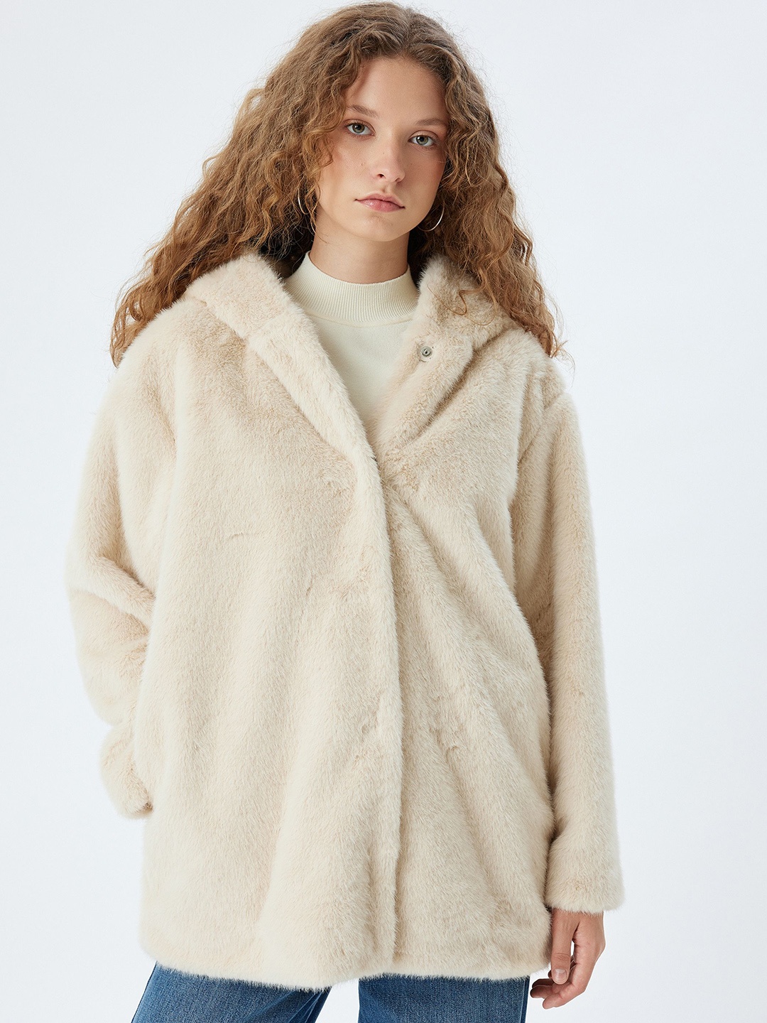 

Koton Women Hooded Parka Jacket, Beige