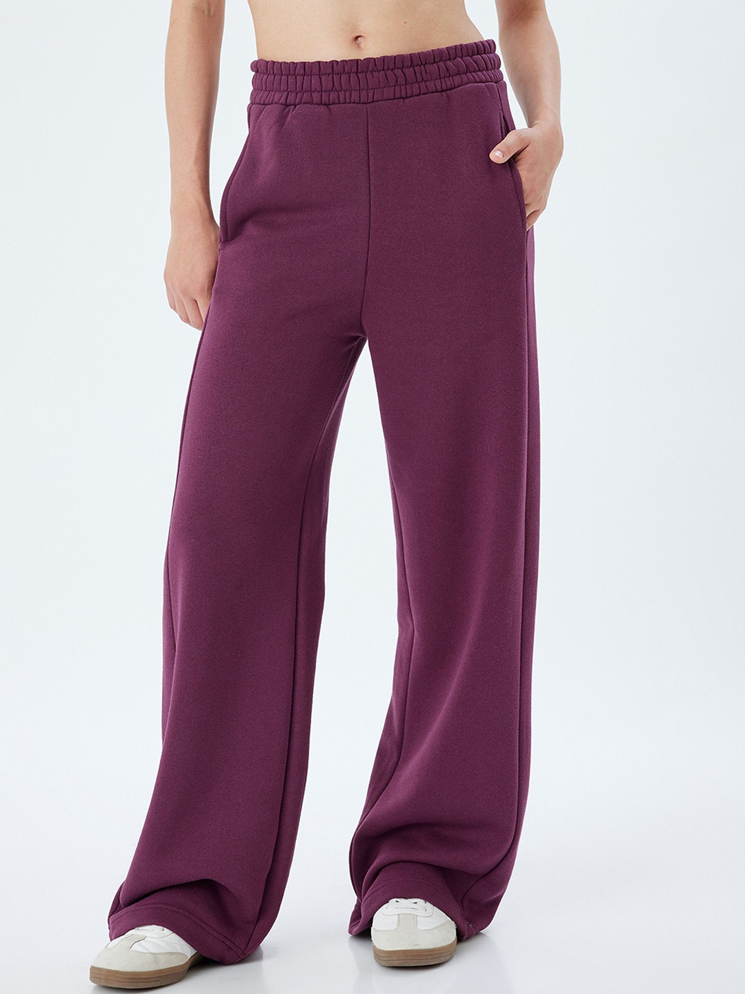 

Koton Women High Rise Wide Leg Trousers, Pink