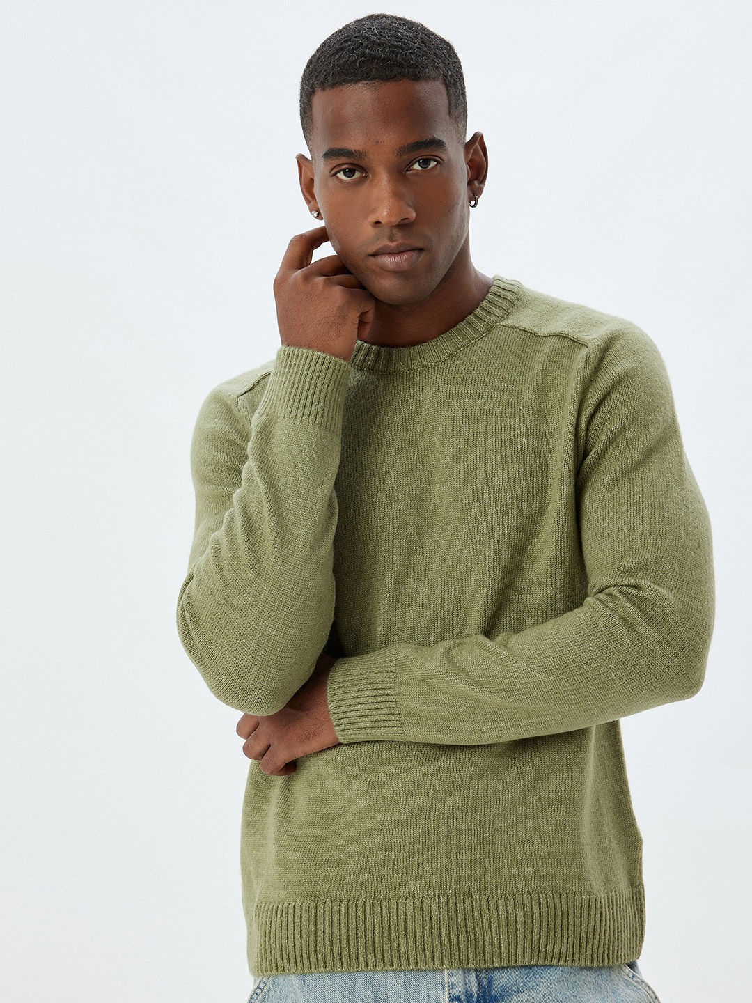 

Koton Men Round Neck Pullover Sweaters, Green