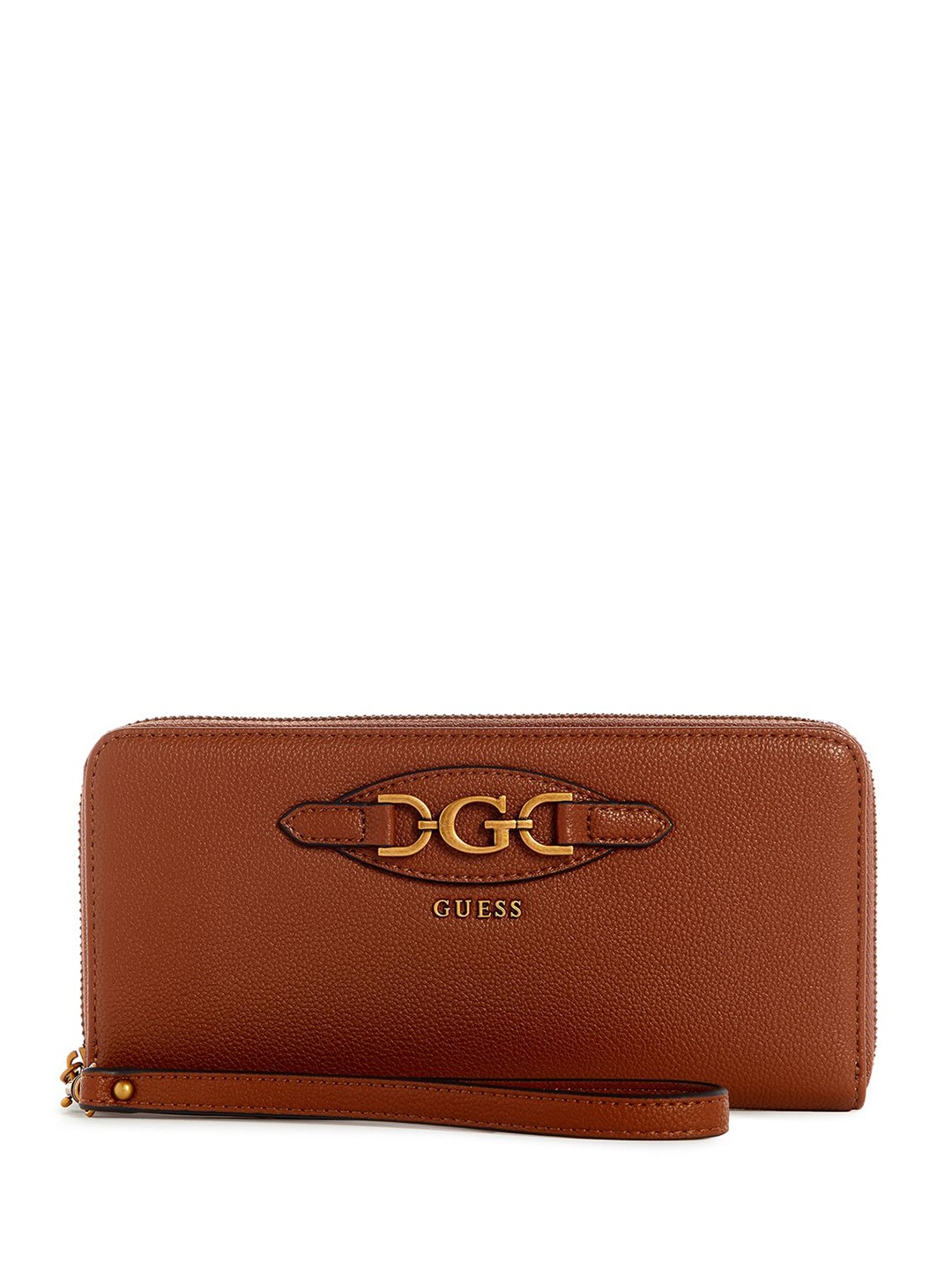 

GUESS Women Solid PU Zip Around Wallet, Brown