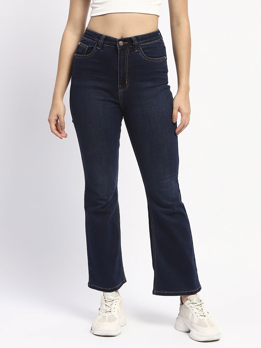 

Madame Women Bootcut Slash Knee Jeans, Blue