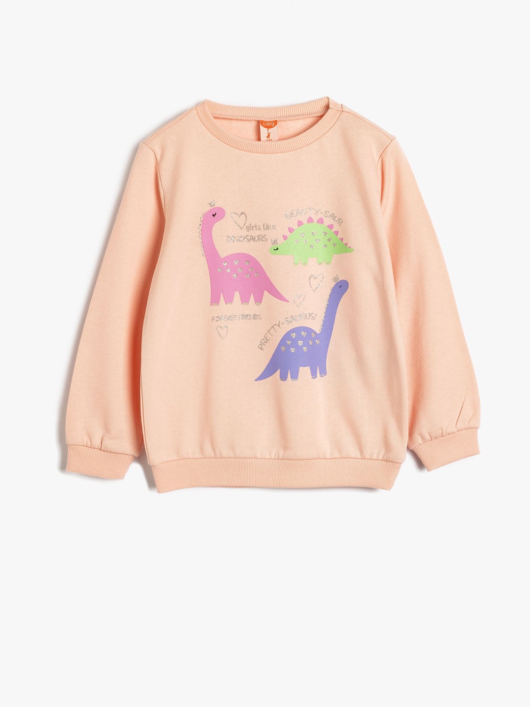 

Koton Girls Graphic Printed Round Neck Cotton Pullover Sweatshirt, Pink