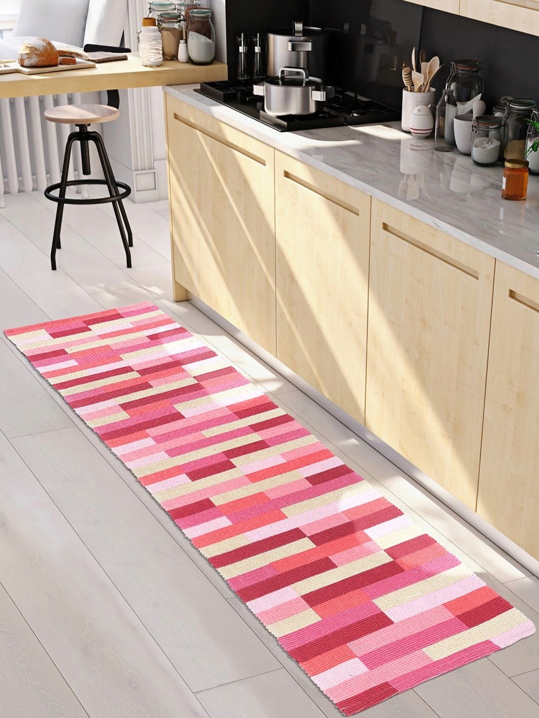 

Saral Home Pink & Peach Color Textured Pure Cotton Anti Skid Floor Runner