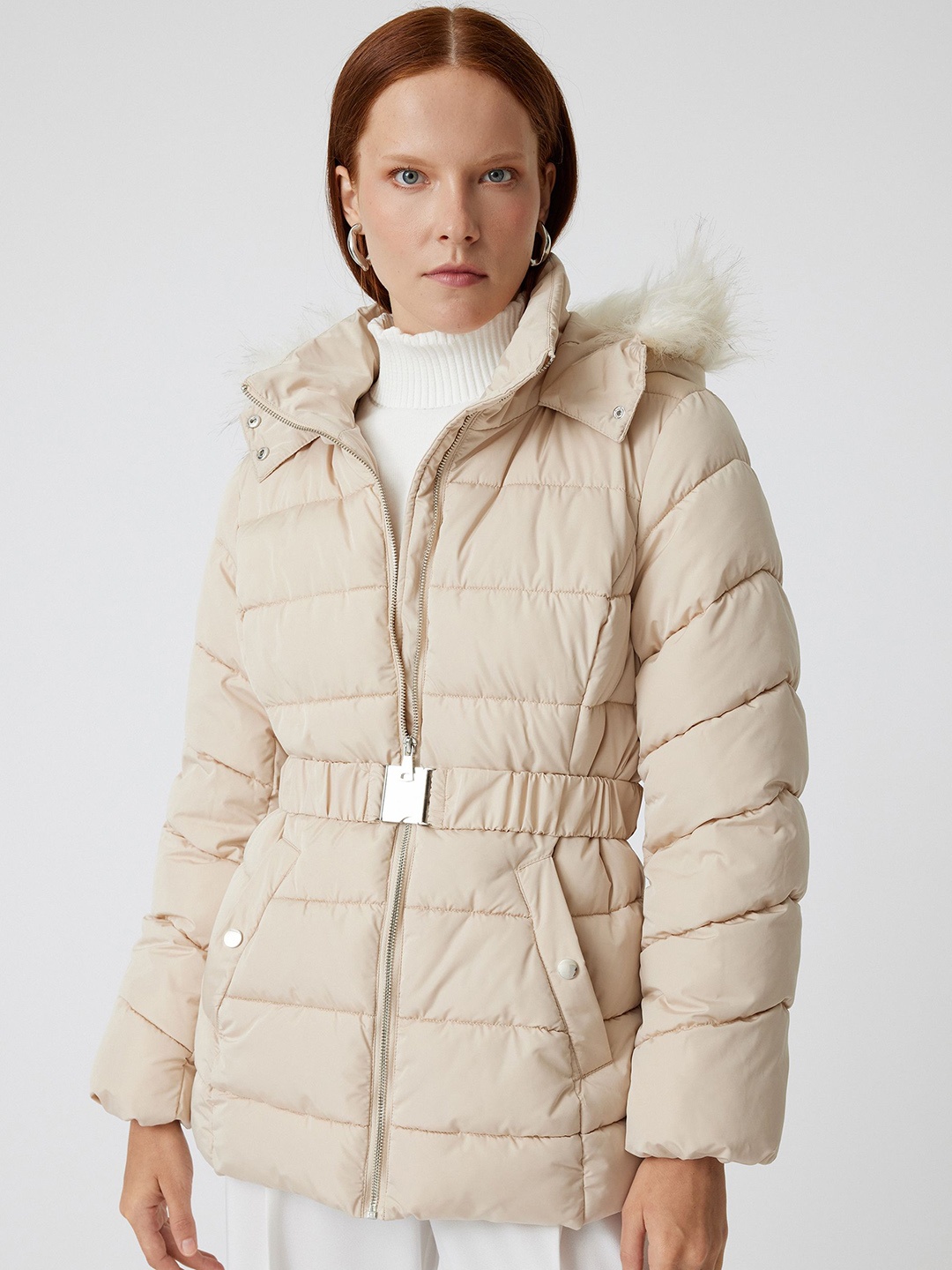 

Koton Women Hooded Puffer Jacket, Beige