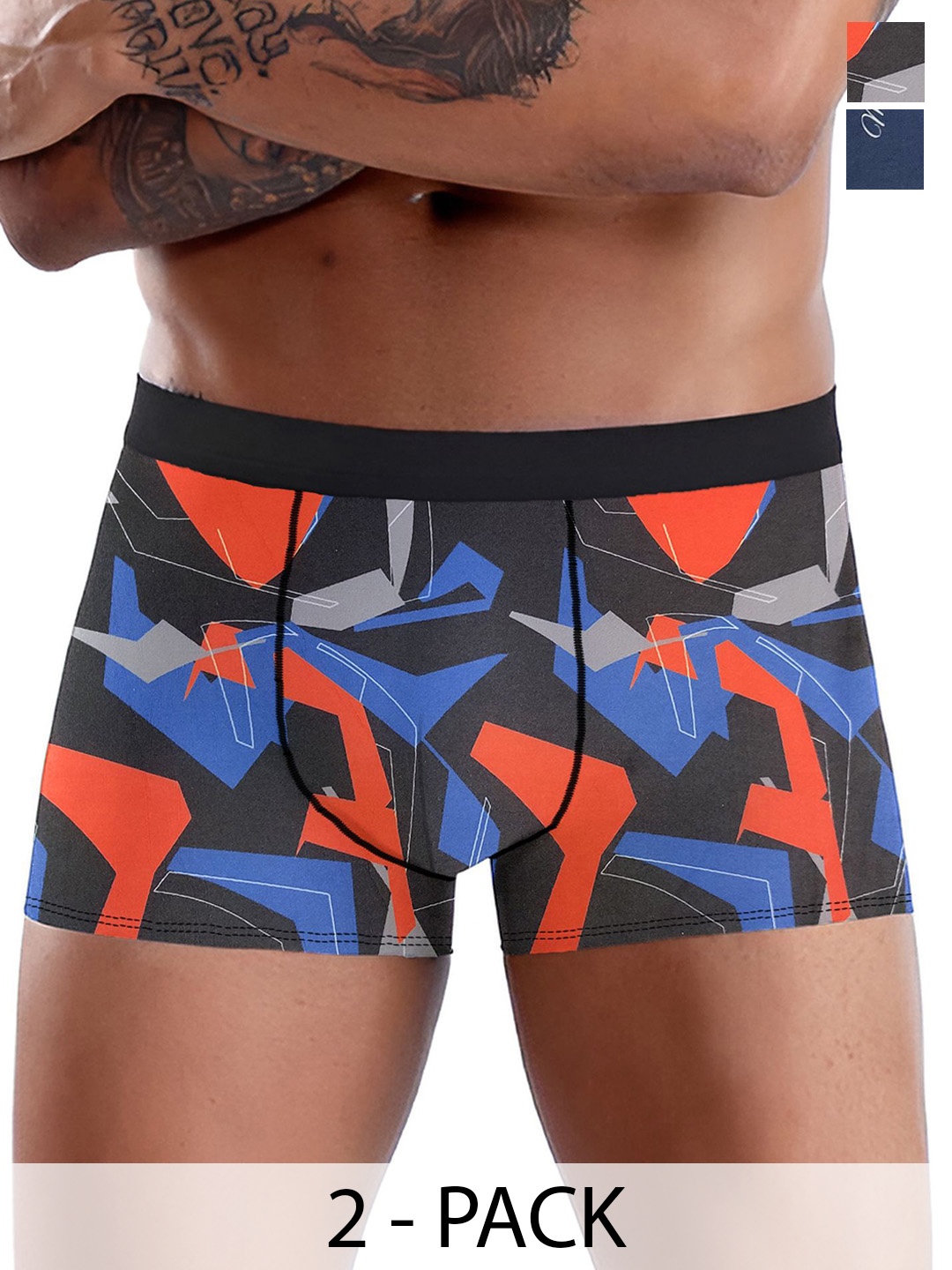

DISPENSER Men Pack Of 2 Printed Breathability TrunksV9-C9-C18-M, Black