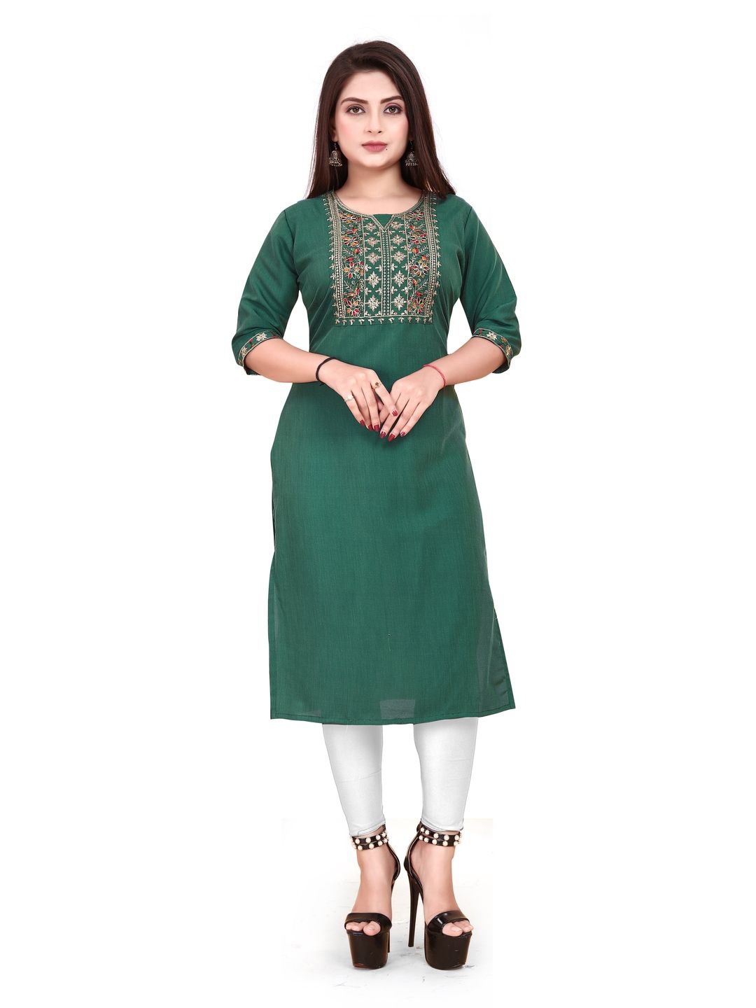 

AKK ENTERPRISE Women Ethnic Motifs Embroidered Kurta, Green