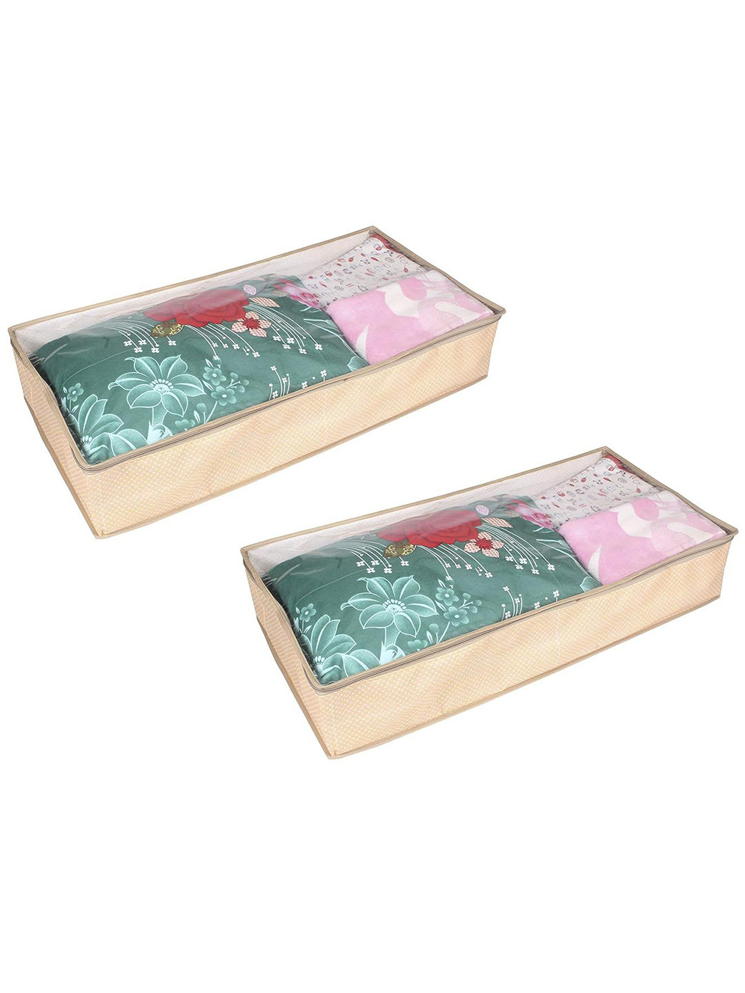 

prettykrafts Beige & Transparent 2 Pieces Multi-Utility Organisers