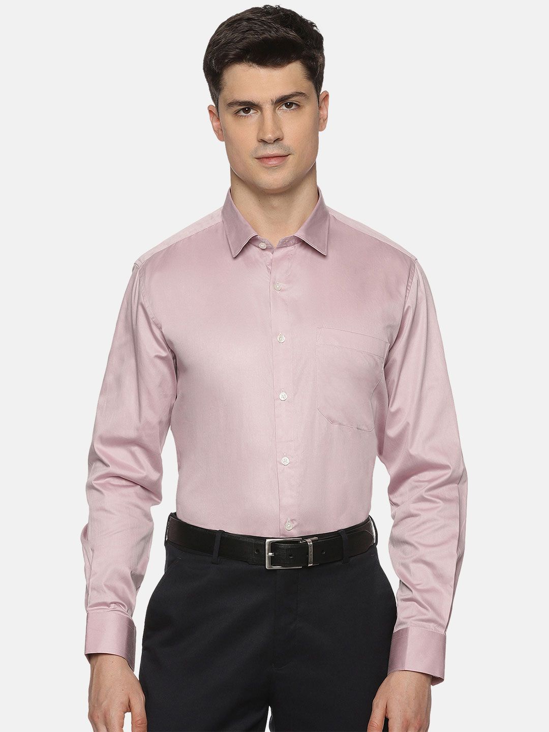 

THE FORMAL CLUB Men Premium Spread Collar Solid Cotton Formal Shirt, Mauve