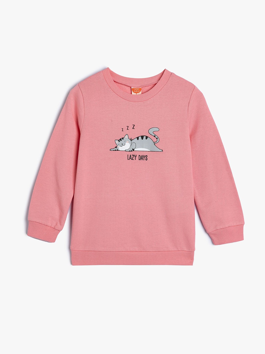 

Koton Girls Graphic Printed Round Neck Cotton Pullover Sweatshirt, Pink