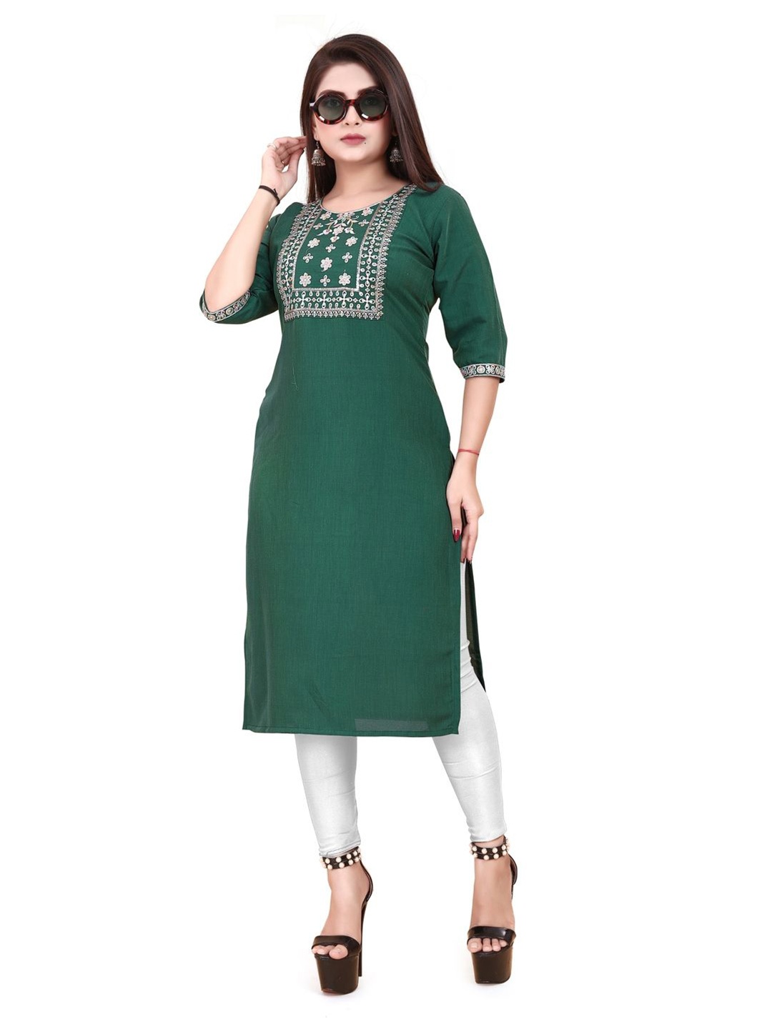 

AKK ENTERPRISE Women Ethnic Motifs Embroidered Kurta, Green