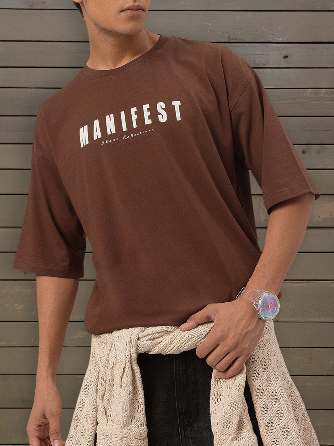 

Kook N Keech ManifestMagic Comfy Oversized T-shirt, Brown