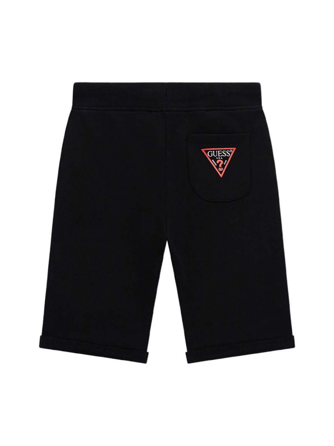 

GUESS kids Boys Mid-Rise Solid Pure Cotton Shorts, Black