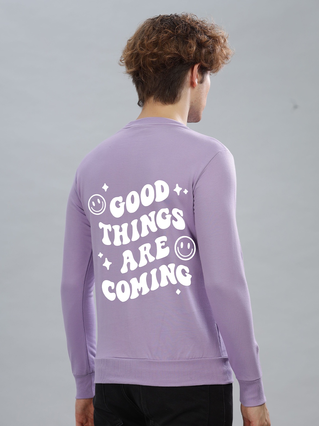 

FALTU.CO Men Typography Printed Round Neck Cotton Pullover Sweatshirt, Lavender