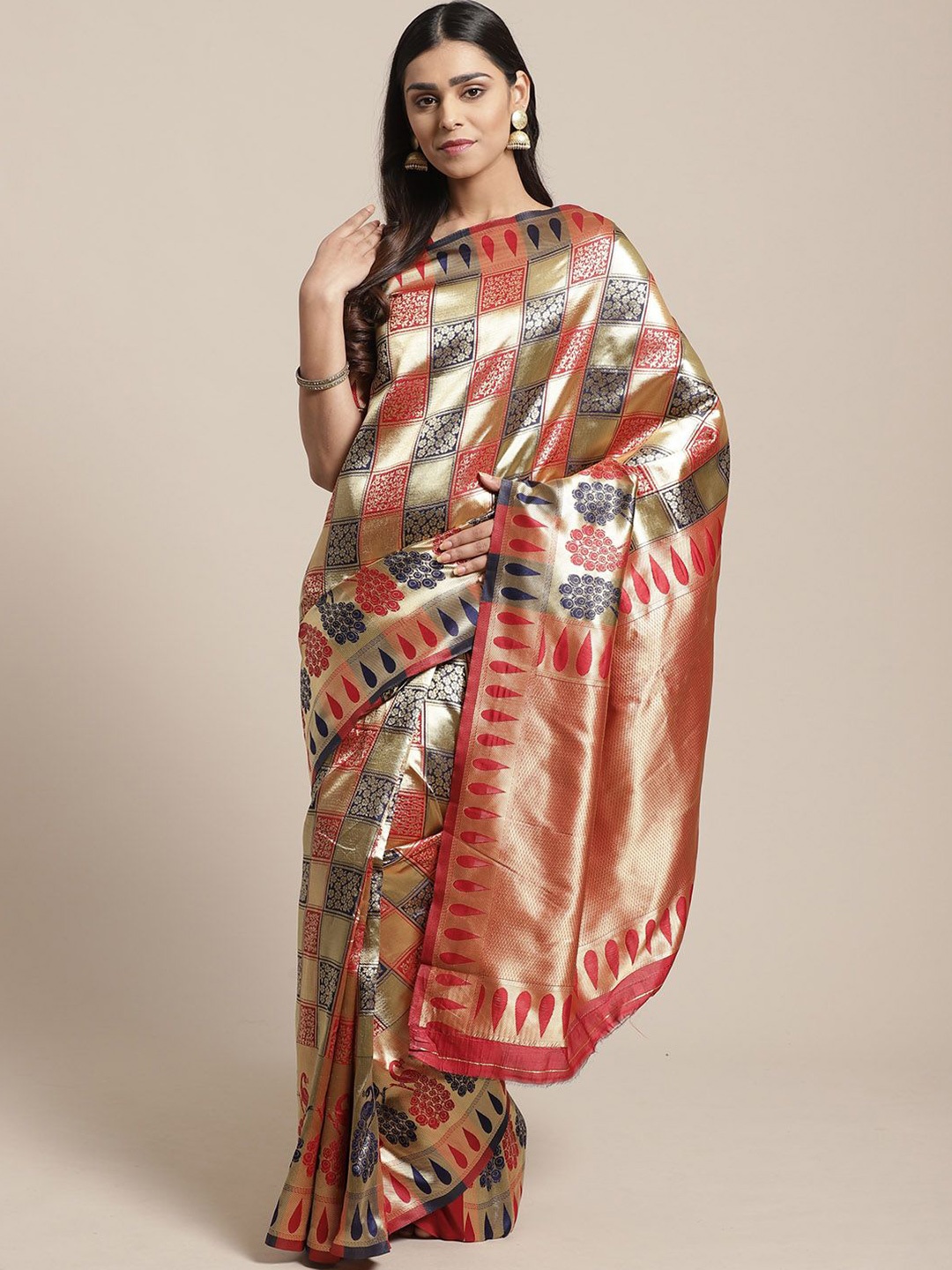 

KALINI Woven Design Zari Banarasi Saree, Red