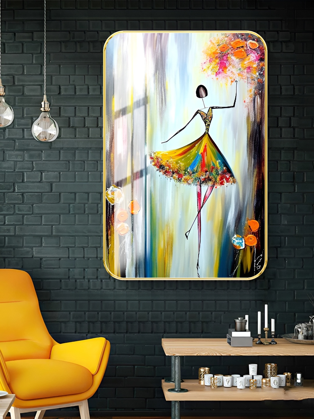 

WALLMAX Gold-Toned 1 Piece Wood Other Wall Paintings