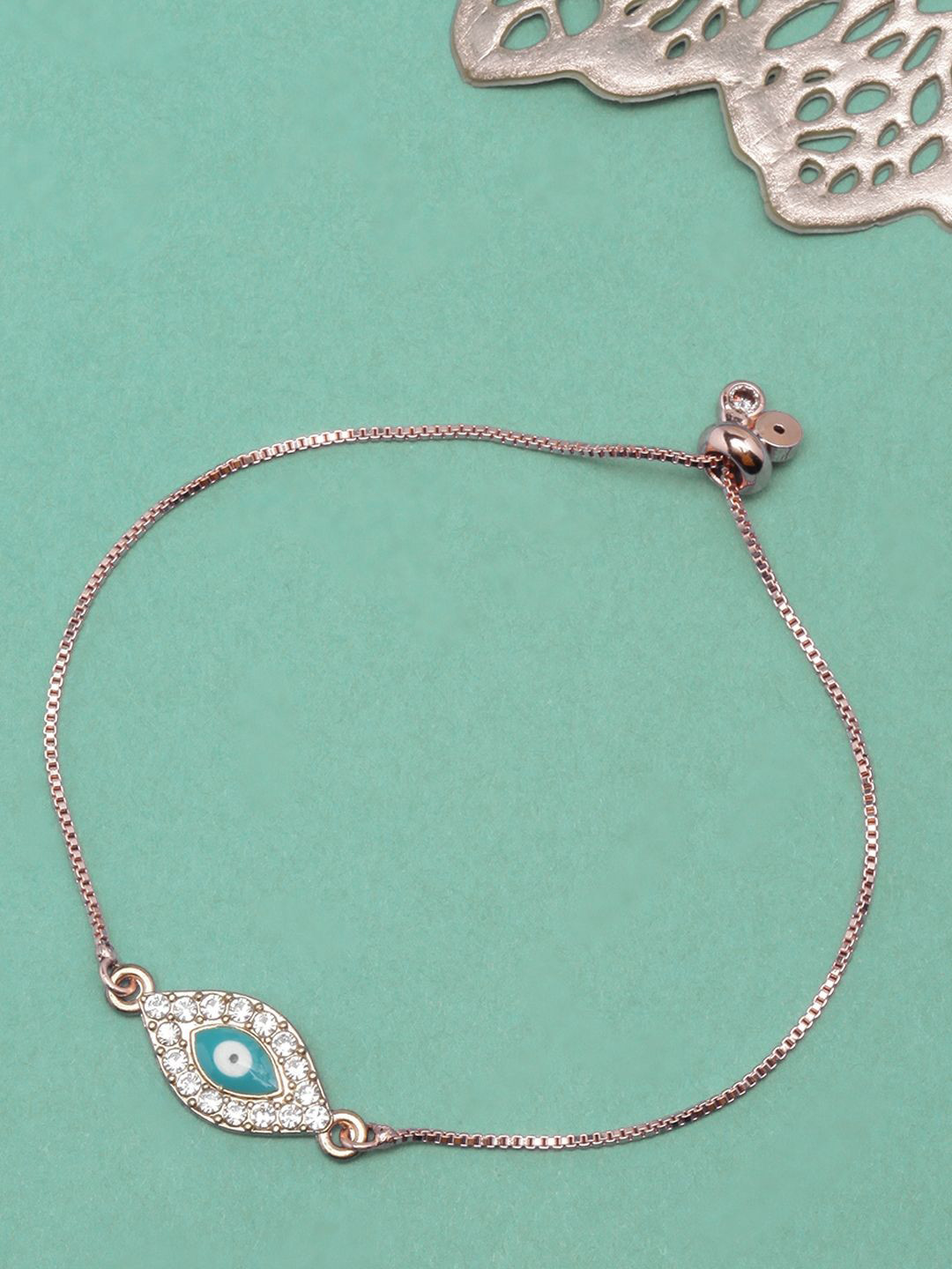 

KPOP Rose Gold Plated Artificial Stones Studded Enamelled Wraparound Bracelet