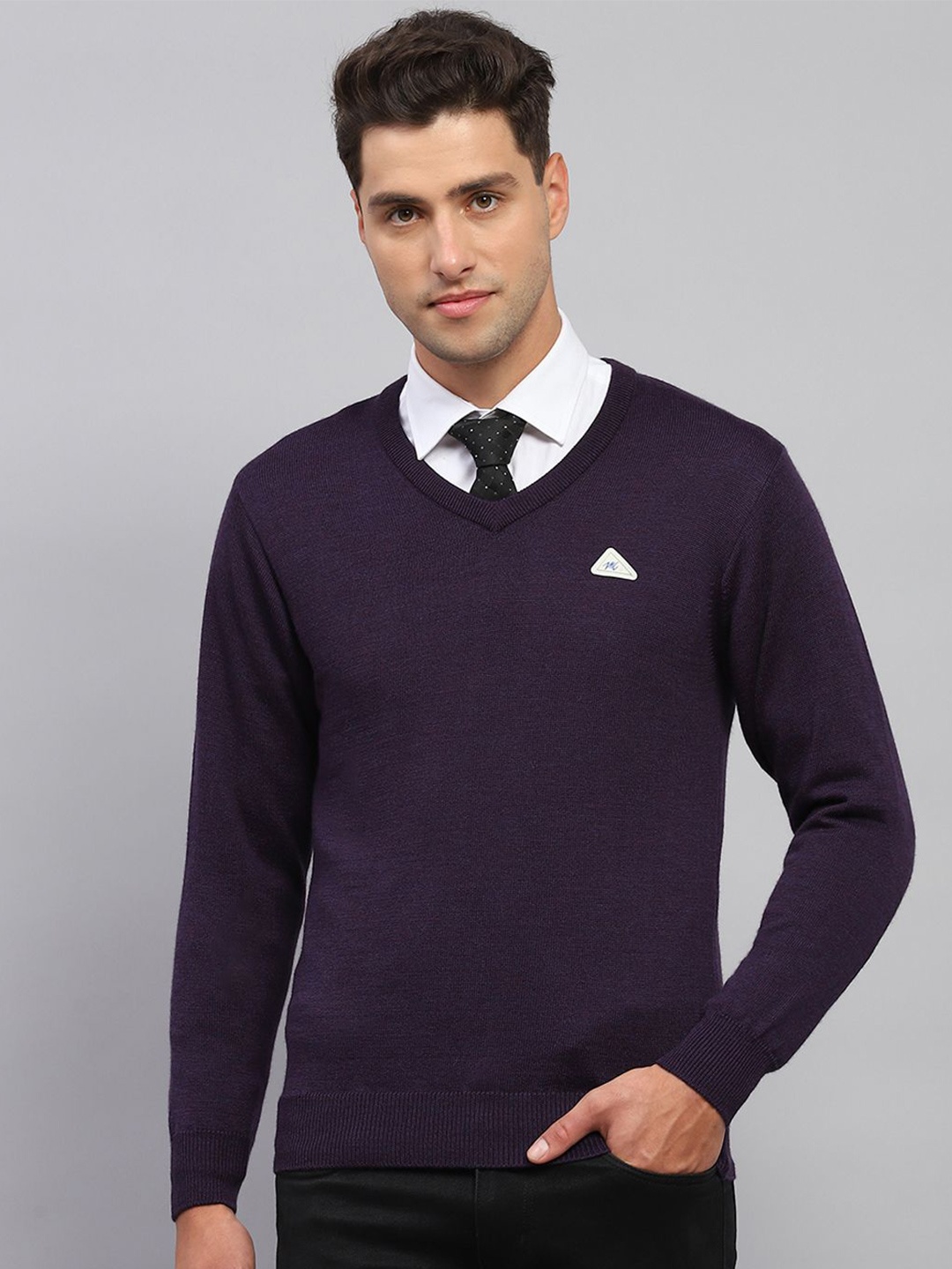 

Monte Carlo Men Long Sleeves Woollen Pullover, Purple