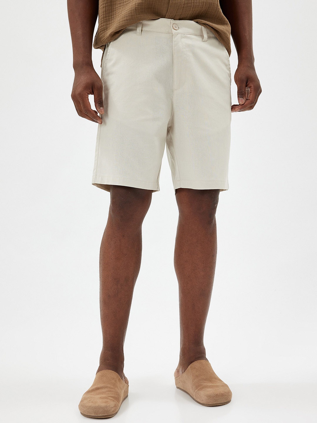 

Koton Men Solid Mid-Rise Chino Shorts, White