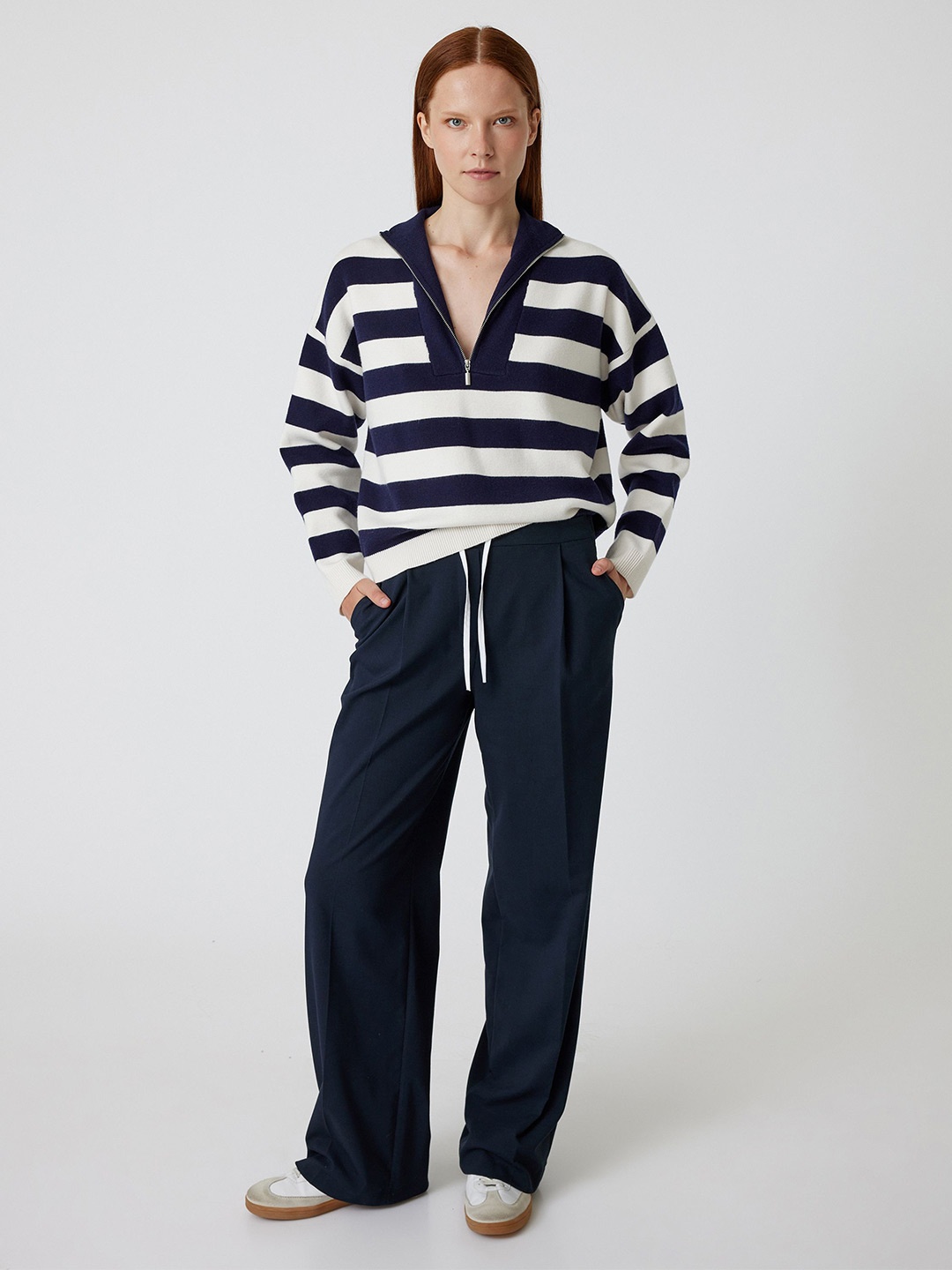 

Koton Women Striped Pullover Sweater, White