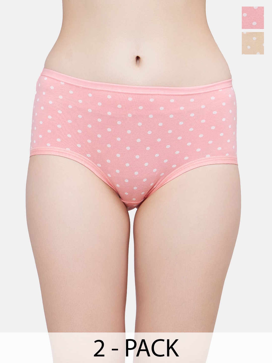 

PLUMBURY Pack Of 2 Printed Hipster Briefs PLPANTY5502BG/PCHXL, Beige