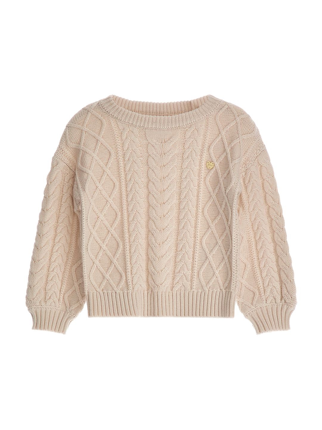 

GUESS kids Girls Cable Knit Pullover, Cream