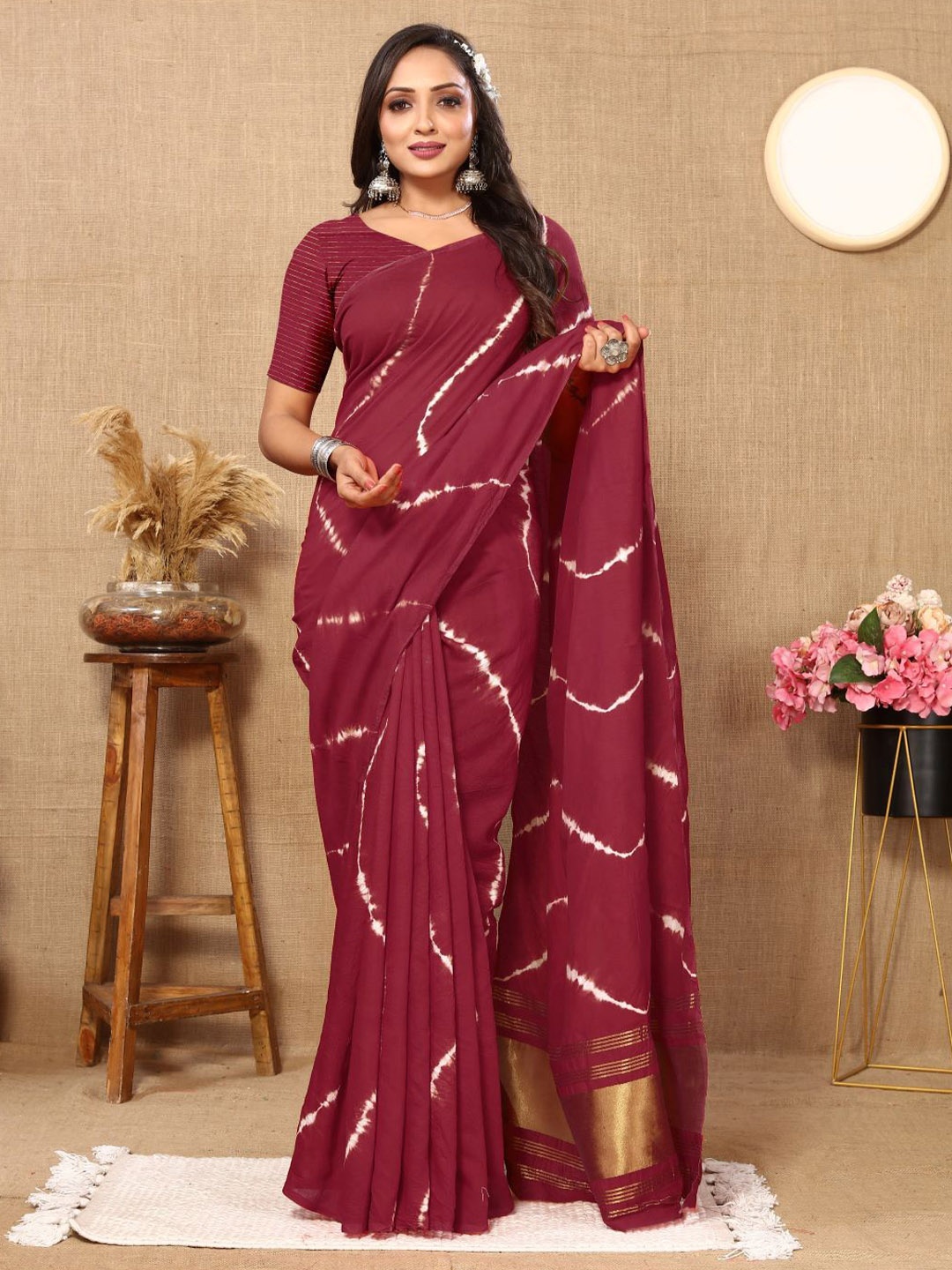 

Anouk Leheriya Zari Leheriya Saree, Maroon