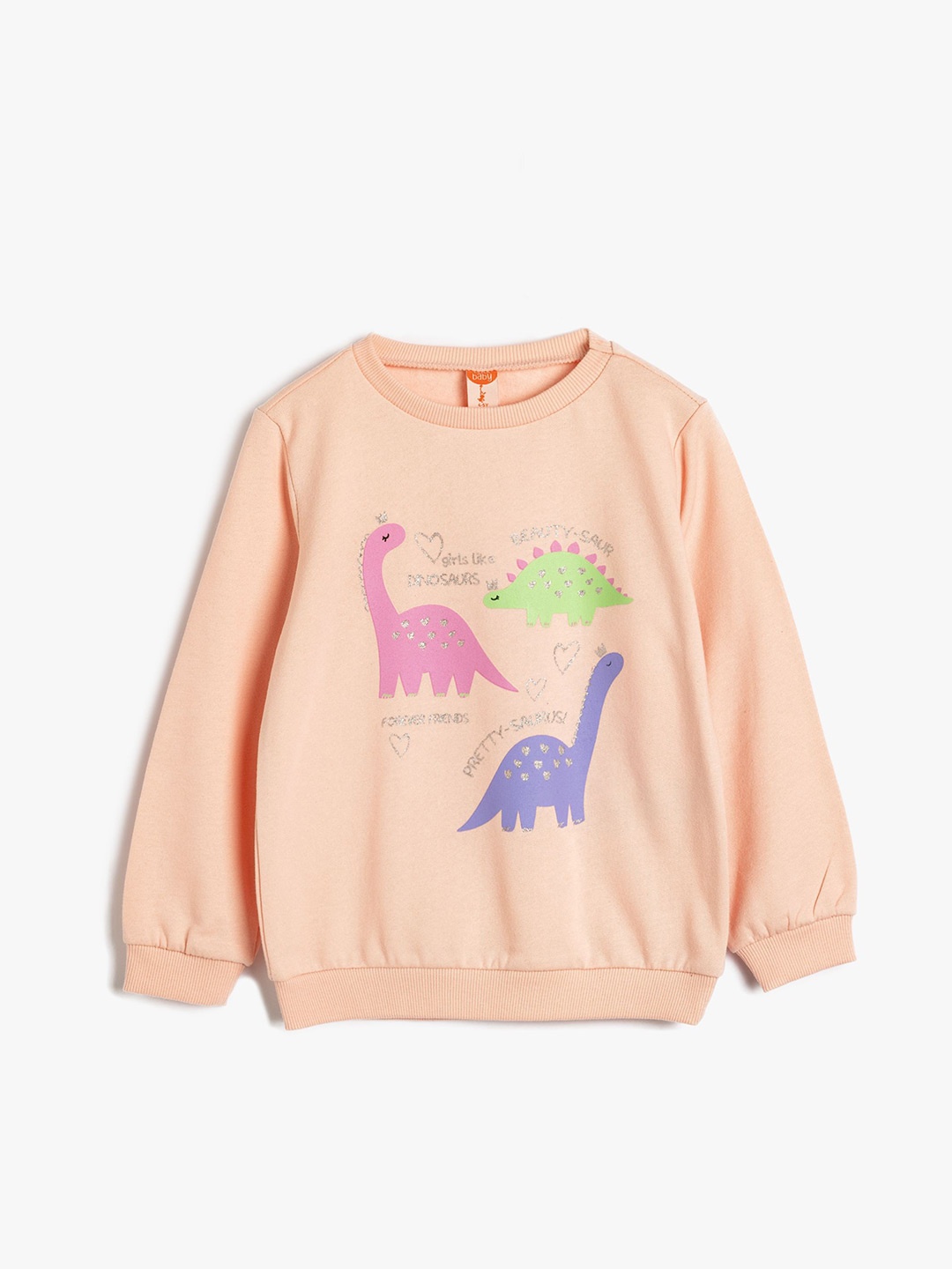 

Koton Girls Graphic Printed Round Neck Cotton Pullover Sweatshirt, Pink