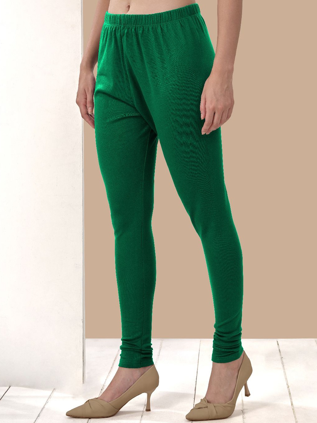 

LYRA Winter Fleece Lined Churidar Length Leggings, Green