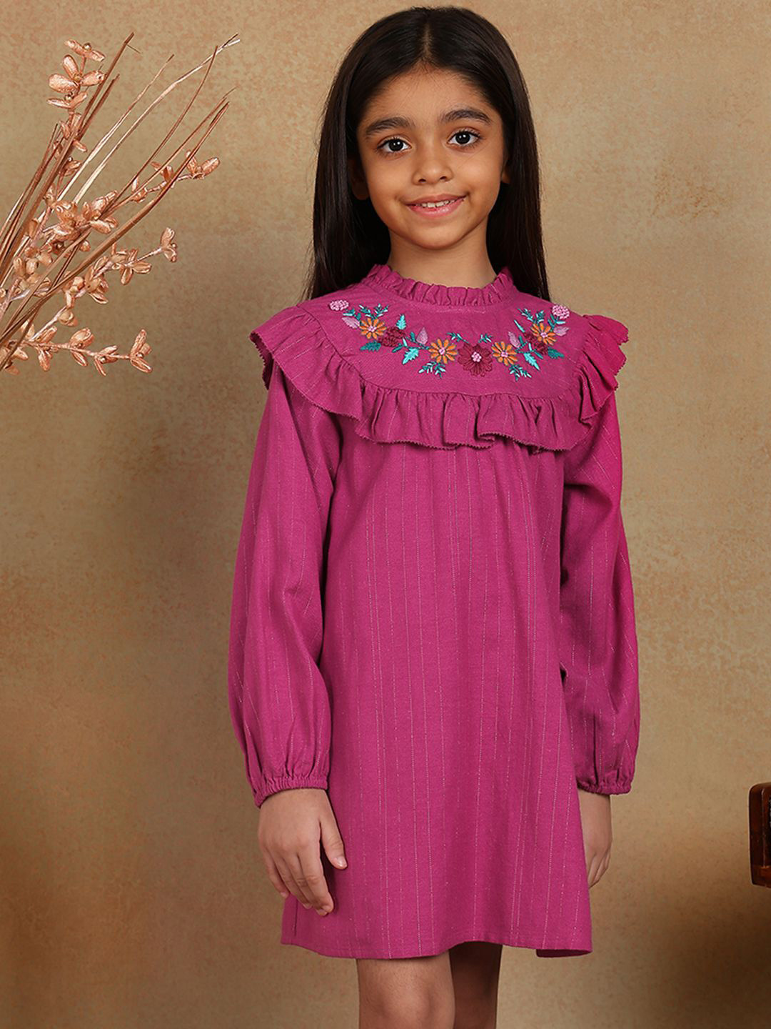 

The Tribe Kids Embroidered A-Line Dress, Pink