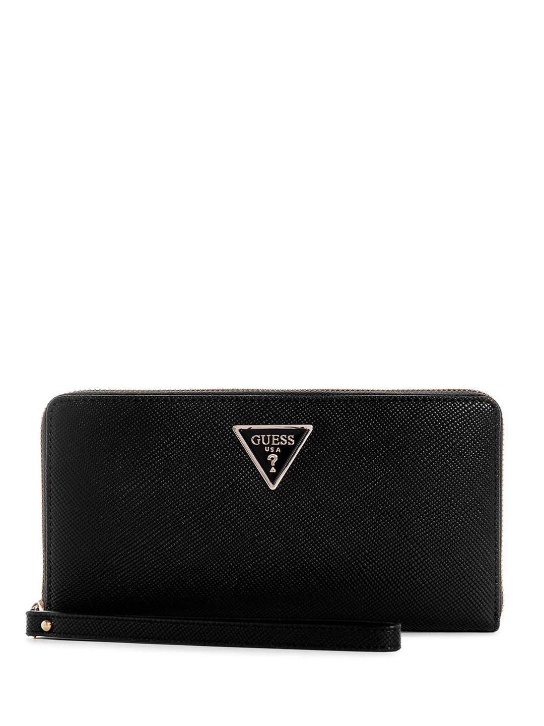 

GUESS Women Textured PU Zip Around Wallet, Black