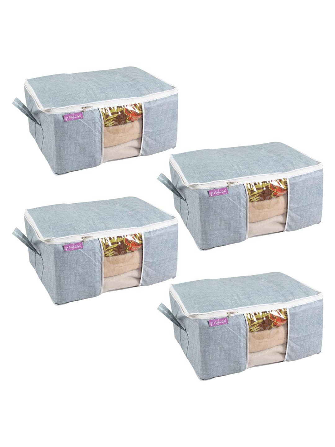 

prettykrafts Grey 4 Pieces Multi Utility Storage Organisers With Handles