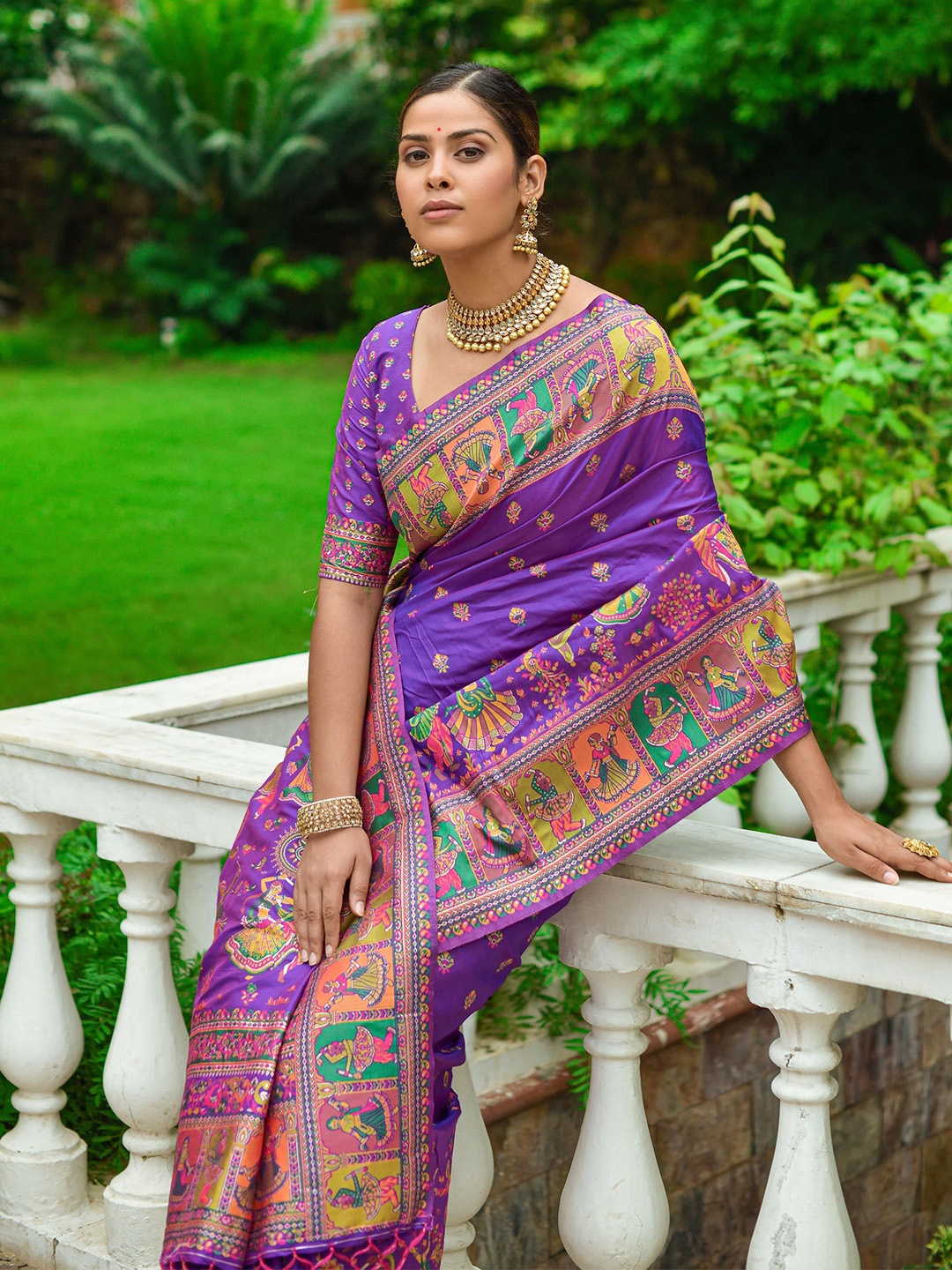 

Kandora Woven Design Pure Silk Saree, Purple