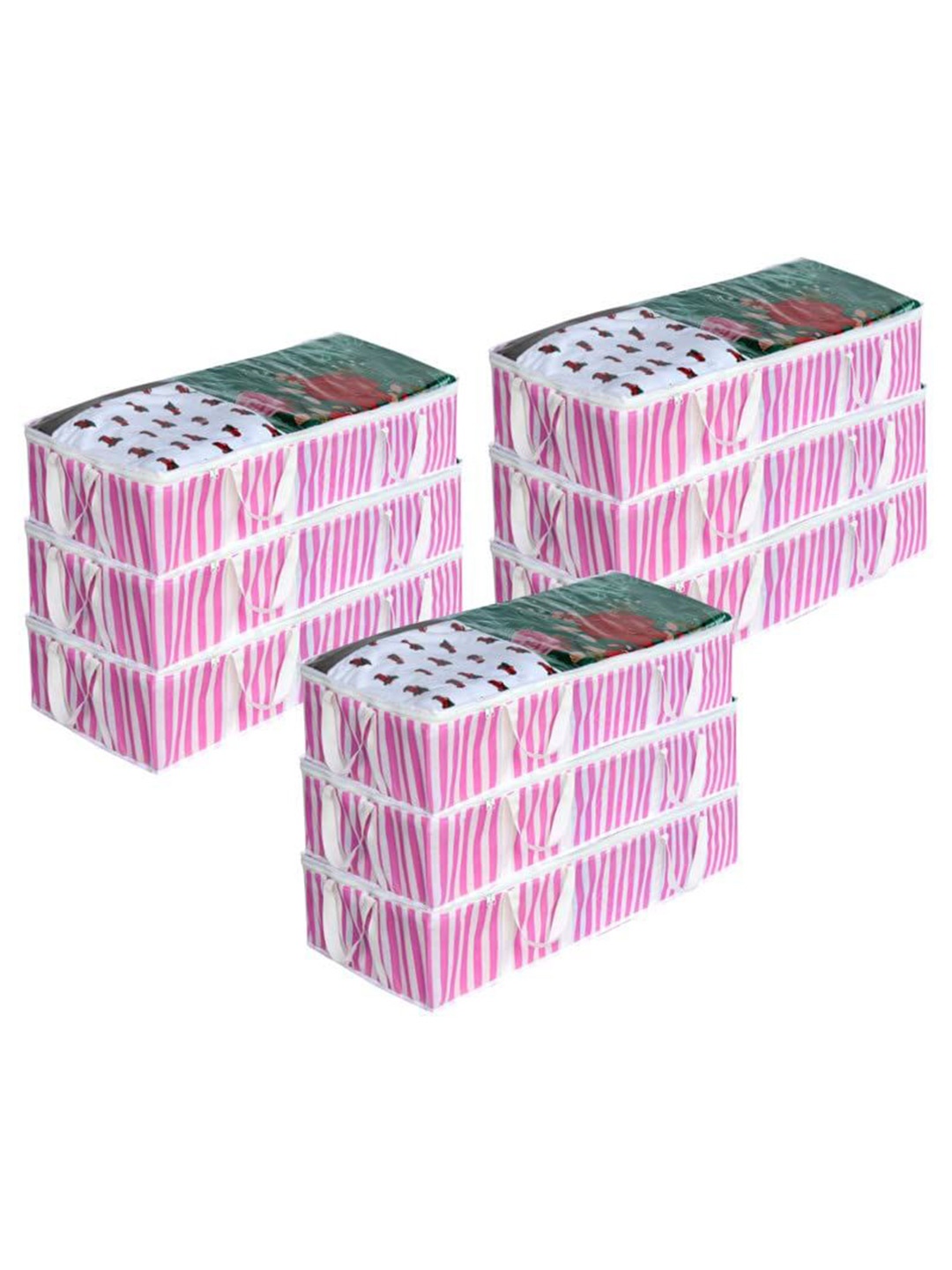 

prettykrafts Pink 9 Pieces Printed Storage Bag Organisers