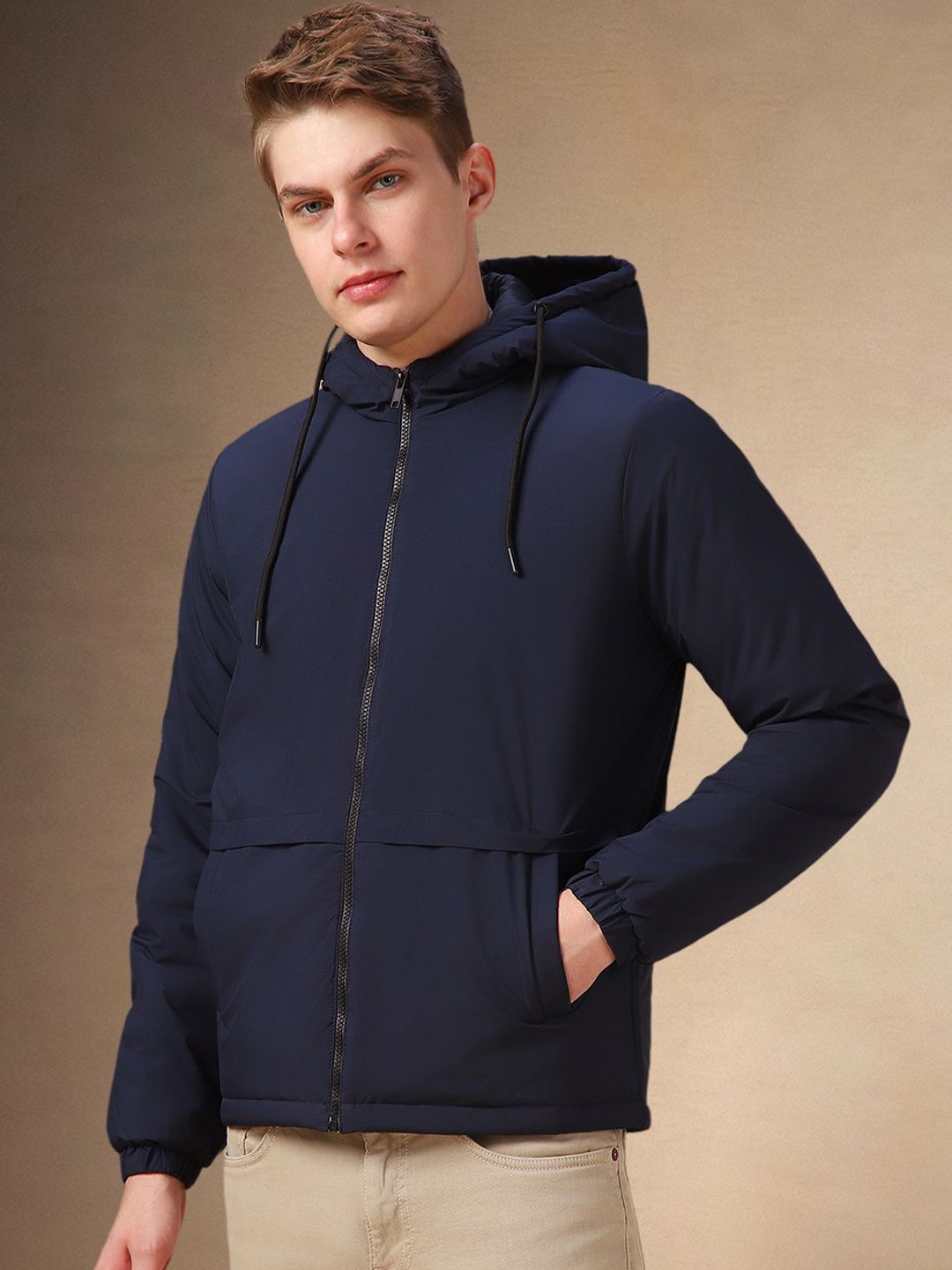 

Dennis Lingo Men Hooded Long Sleeves Padded Jacket, Navy blue